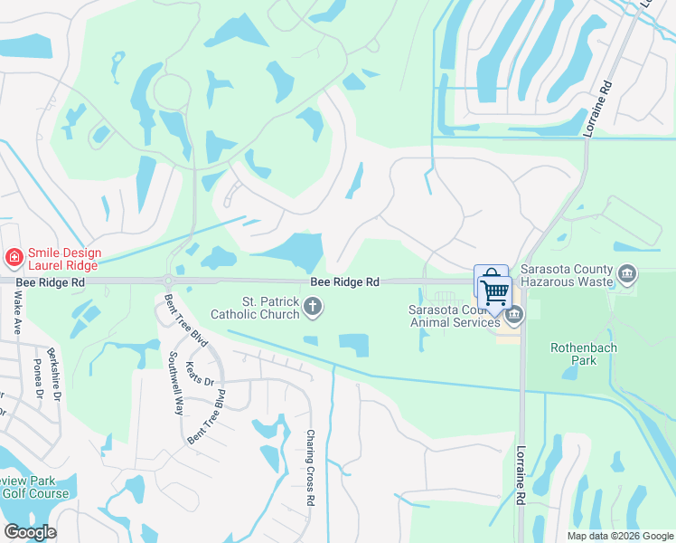 map of restaurants, bars, coffee shops, grocery stores, and more near 8000 Bee Ridge Road in Sarasota