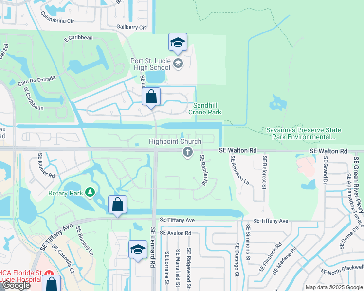 map of restaurants, bars, coffee shops, grocery stores, and more near 2260 Southeast Brashford Street in Port St. Lucie