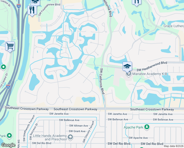 map of restaurants, bars, coffee shops, grocery stores, and more near 735 Southwest Saint Croix Cove in Port St. Lucie