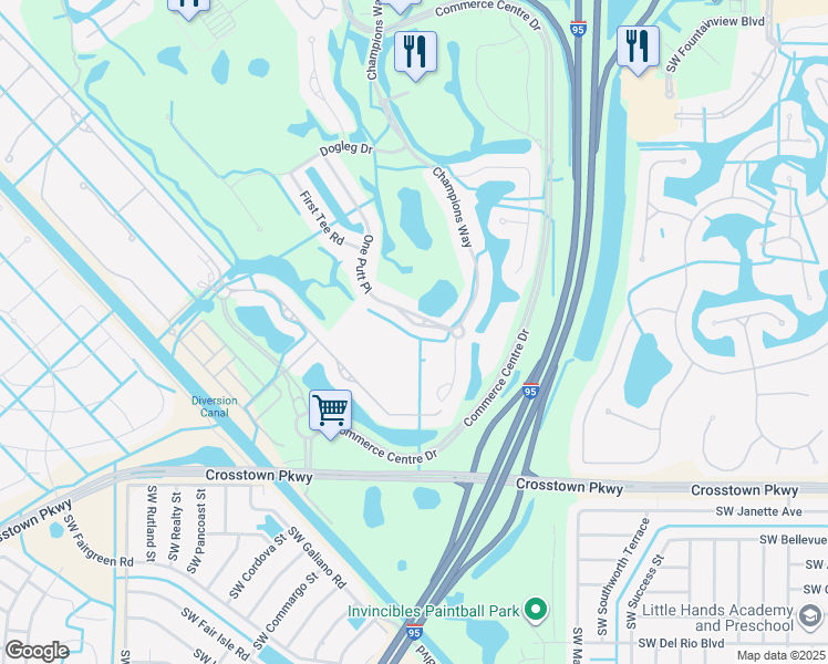 map of restaurants, bars, coffee shops, grocery stores, and more near 9112 One Putt Place in Port St. Lucie