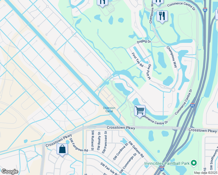map of restaurants, bars, coffee shops, grocery stores, and more near 10258 Southwest Canossa Way in Port St. Lucie