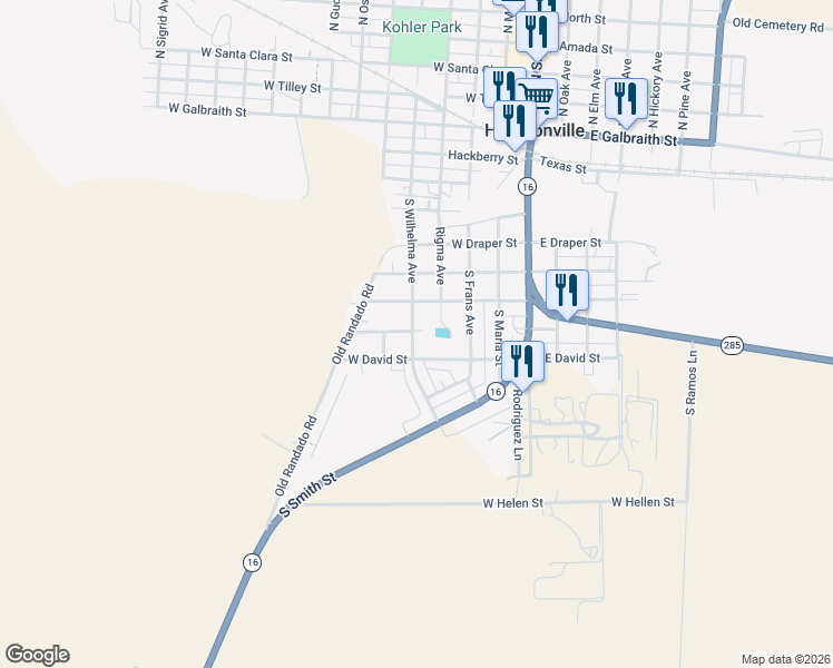 map of restaurants, bars, coffee shops, grocery stores, and more near in Hebbronville