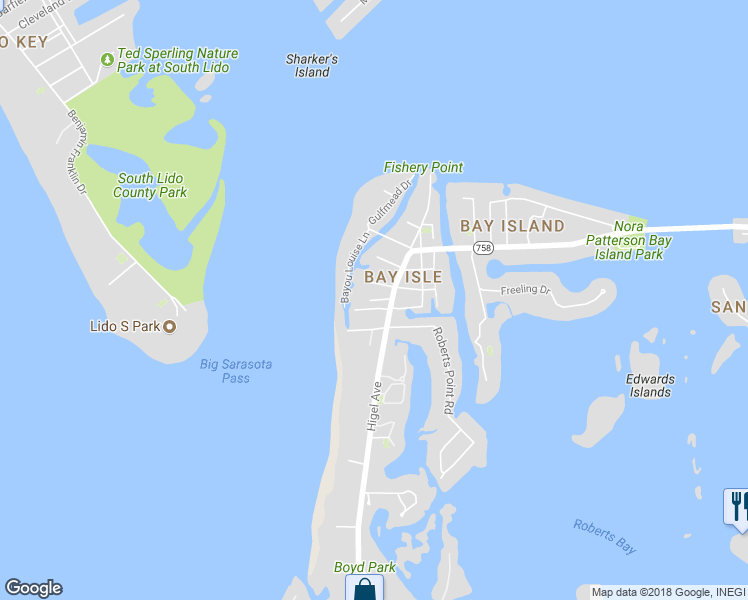 map of restaurants, bars, coffee shops, grocery stores, and more near 102 Pierson Lane in Sarasota