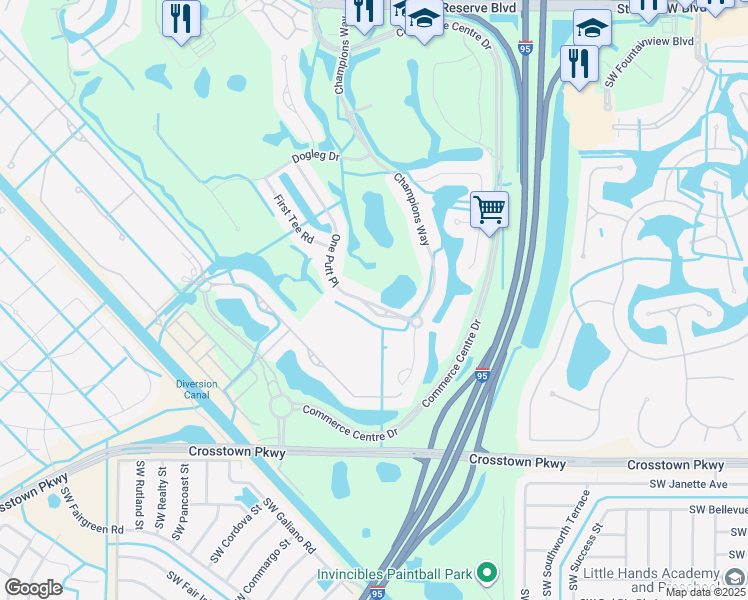 map of restaurants, bars, coffee shops, grocery stores, and more near 9112 One Putt Place in Port St. Lucie