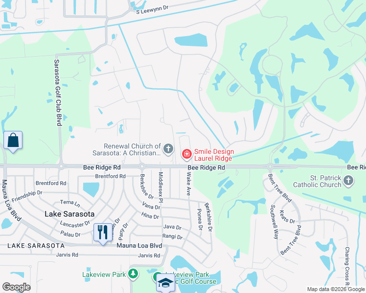 map of restaurants, bars, coffee shops, grocery stores, and more near 3772 Kosten Place in Sarasota