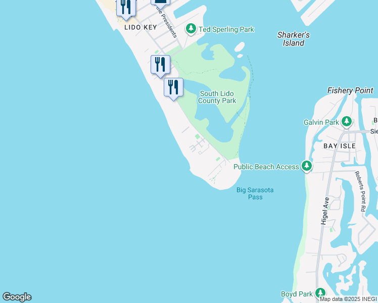 map of restaurants, bars, coffee shops, grocery stores, and more near 1900 Benjamin Franklin Drive in Sarasota