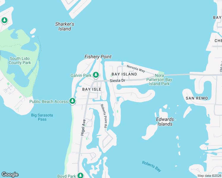 map of restaurants, bars, coffee shops, grocery stores, and more near 3535 Flamingo Avenue in Sarasota