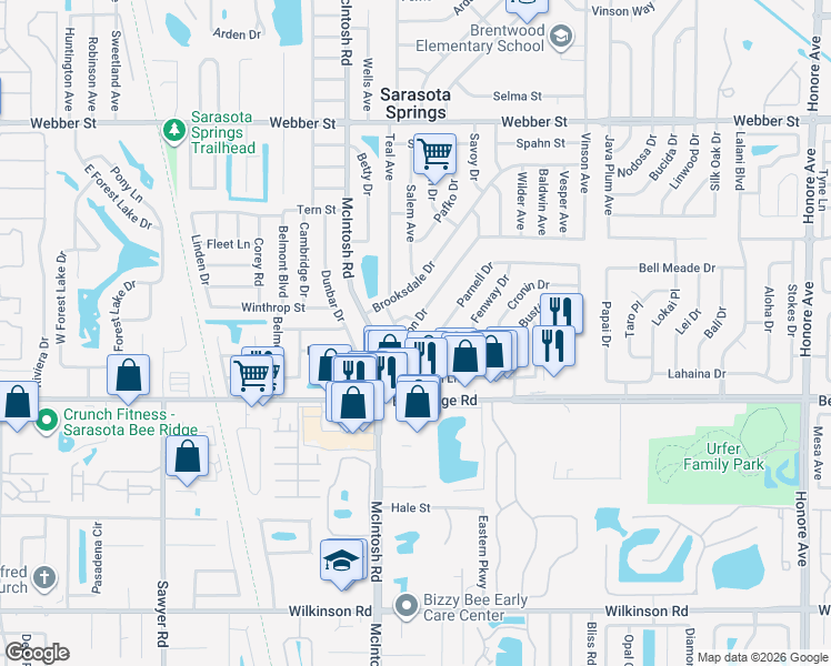 map of restaurants, bars, coffee shops, grocery stores, and more near 4432 Beacon Drive in Sarasota