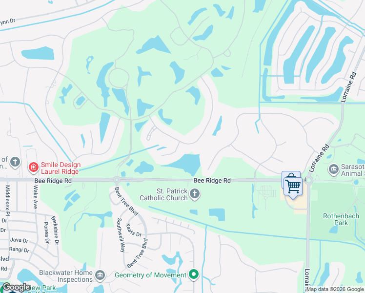 map of restaurants, bars, coffee shops, grocery stores, and more near 7801 Allen Robertson Place in Sarasota