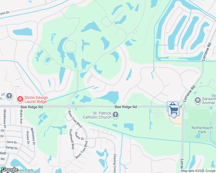 map of restaurants, bars, coffee shops, grocery stores, and more near 7801 Allen Robertson Place in Sarasota