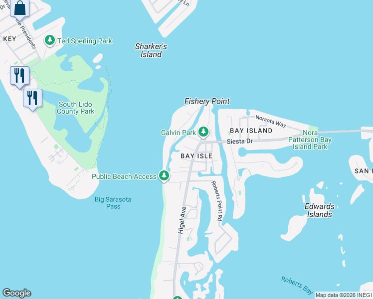 map of restaurants, bars, coffee shops, grocery stores, and more near 110 Faubel Street in Sarasota