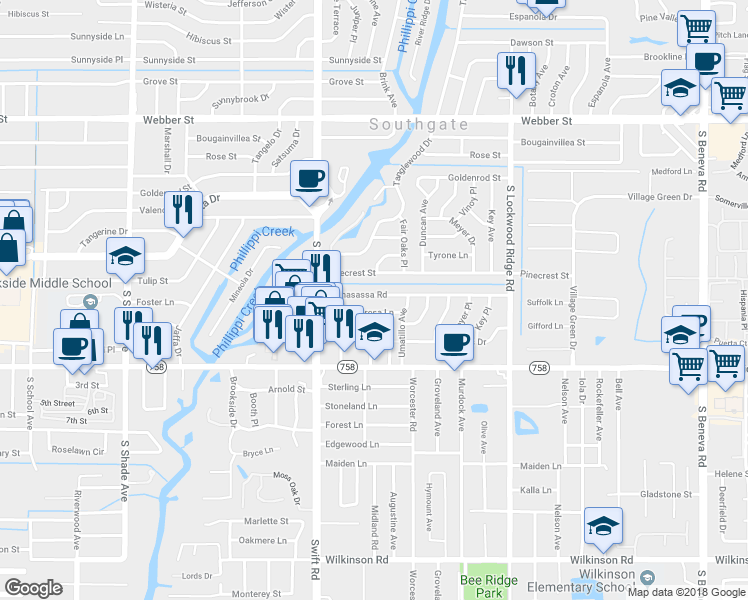 map of restaurants, bars, coffee shops, grocery stores, and more near 2876 Homasassa Road in Sarasota