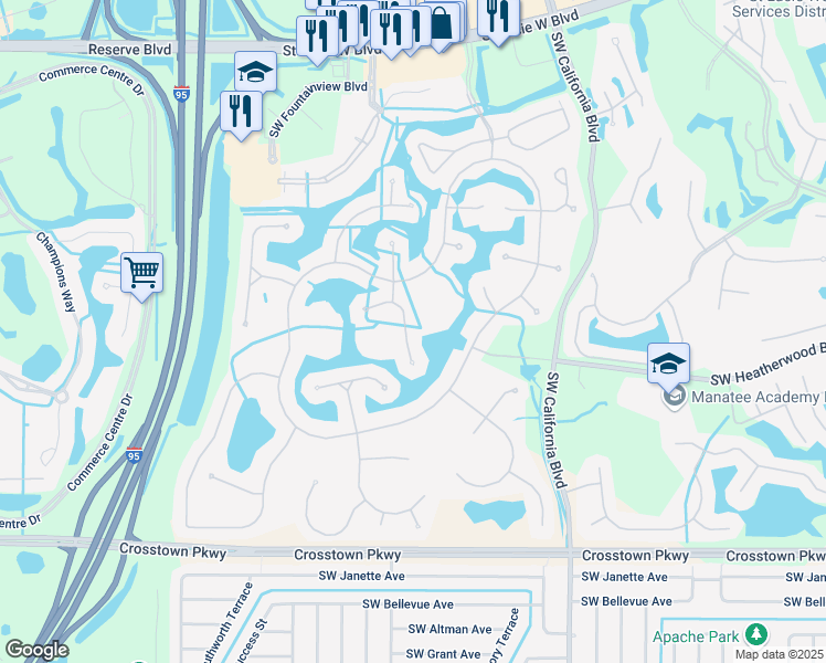 map of restaurants, bars, coffee shops, grocery stores, and more near 579 Southwest Romora Bay in Port St. Lucie
