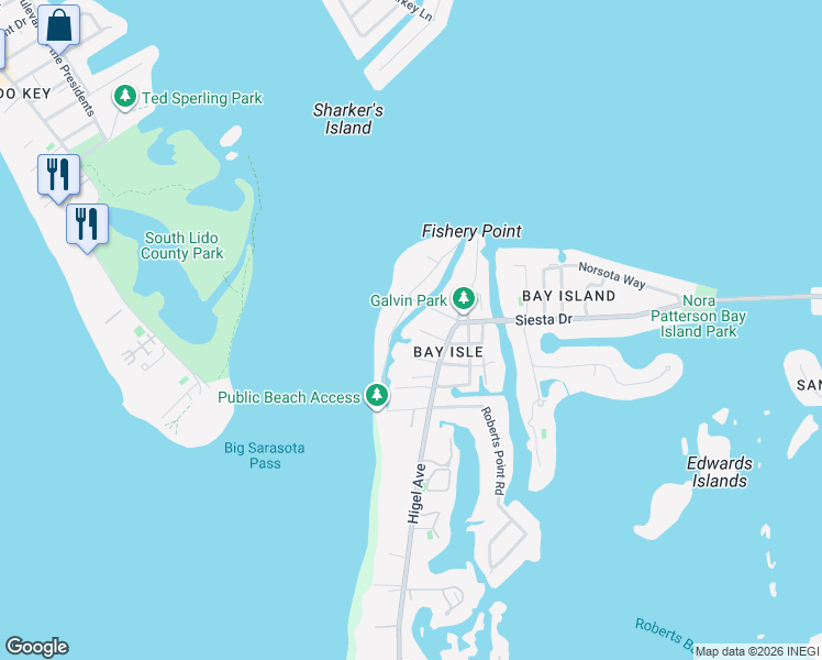 map of restaurants, bars, coffee shops, grocery stores, and more near 110 Faubel Street in Sarasota