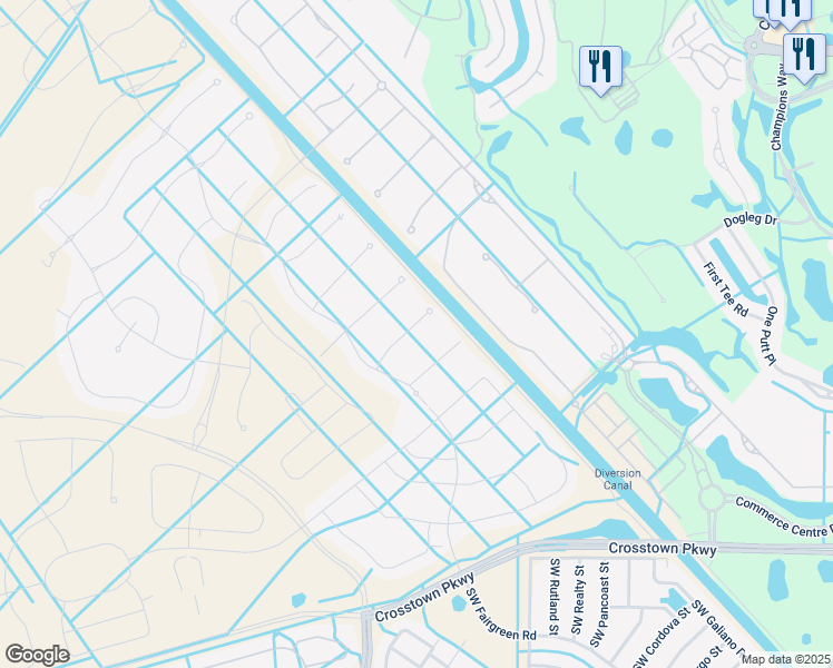 map of restaurants, bars, coffee shops, grocery stores, and more near 17040 Southwest Ambrose Way in Port St. Lucie