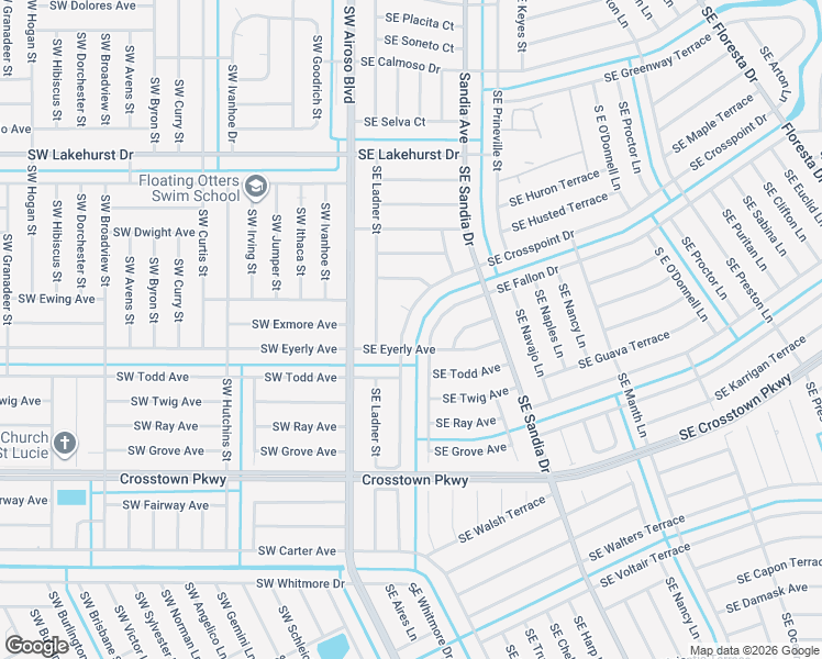 map of restaurants, bars, coffee shops, grocery stores, and more near 202 Southeast Crosspoint Drive in Port St. Lucie