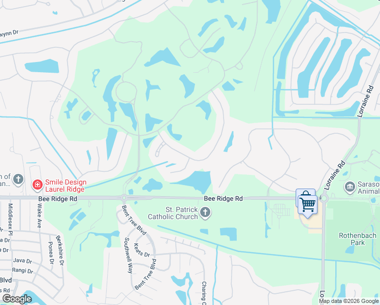 map of restaurants, bars, coffee shops, grocery stores, and more near 7801 Allen Robertson Place in Sarasota