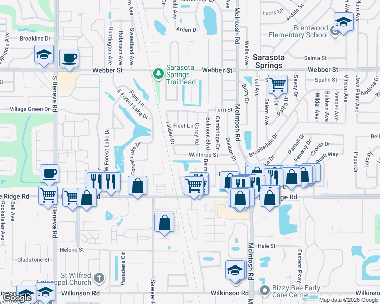 map of restaurants, bars, coffee shops, grocery stores, and more near in Sarasota County