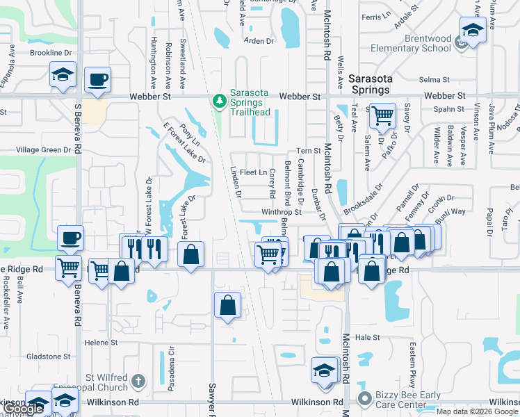 map of restaurants, bars, coffee shops, grocery stores, and more near in Sarasota County