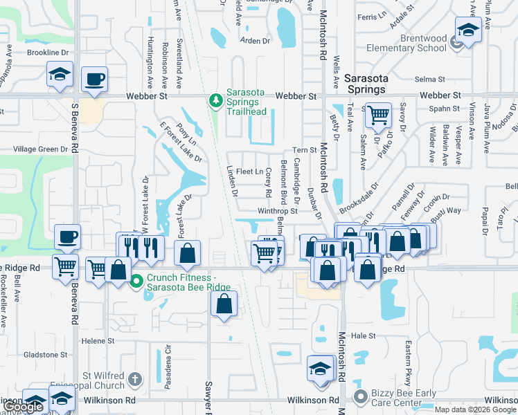 map of restaurants, bars, coffee shops, grocery stores, and more near in Sarasota County