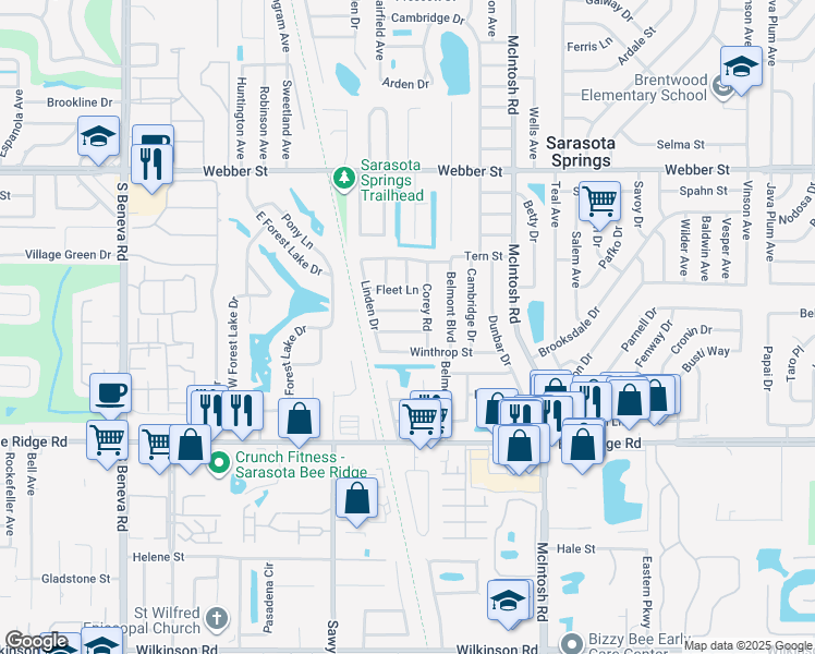 map of restaurants, bars, coffee shops, grocery stores, and more near 4038 Dyer Lane in Sarasota