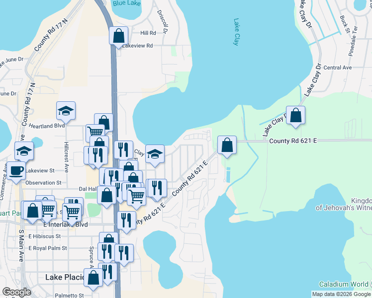 map of restaurants, bars, coffee shops, grocery stores, and more near 24 Joanna Drive in Lake Placid