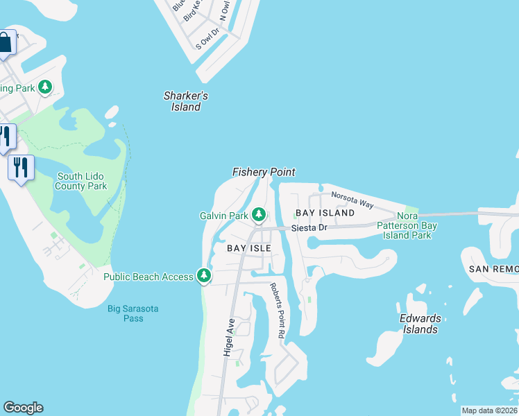 map of restaurants, bars, coffee shops, grocery stores, and more near 115 Edmondson Avenue in Sarasota