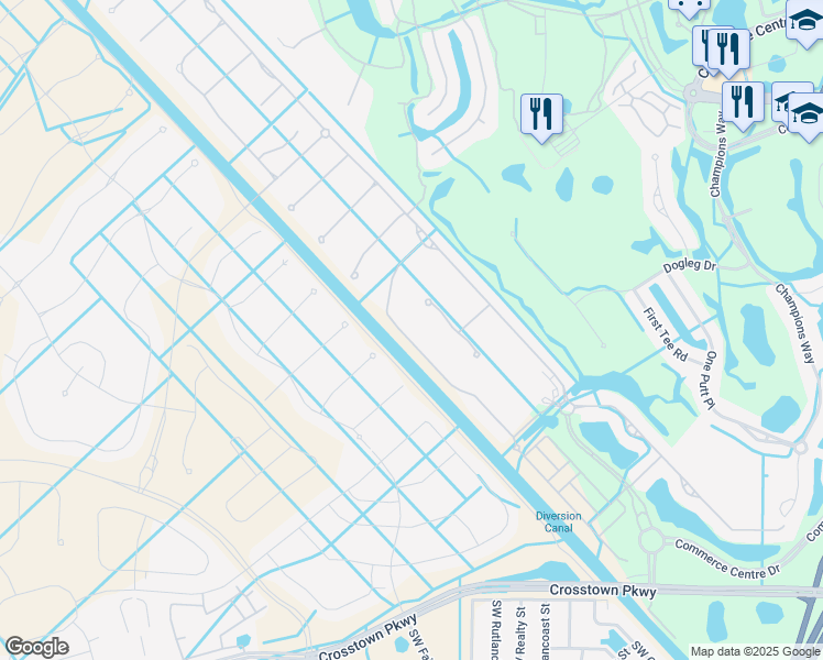 map of restaurants, bars, coffee shops, grocery stores, and more near 17032 Southwest Ambrose Way in Port St. Lucie
