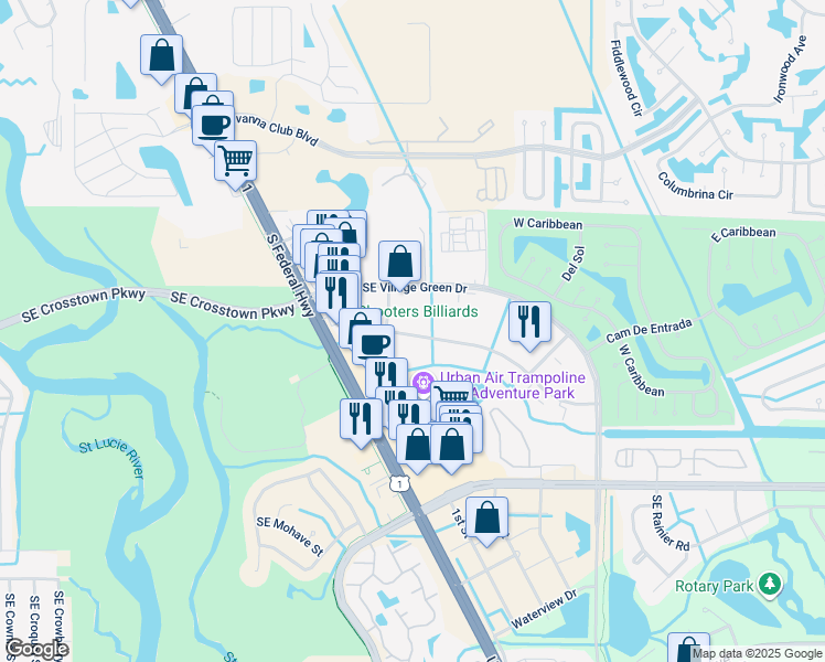 map of restaurants, bars, coffee shops, grocery stores, and more near 1545 Southeast South Niemeyer Circle in Port St. Lucie