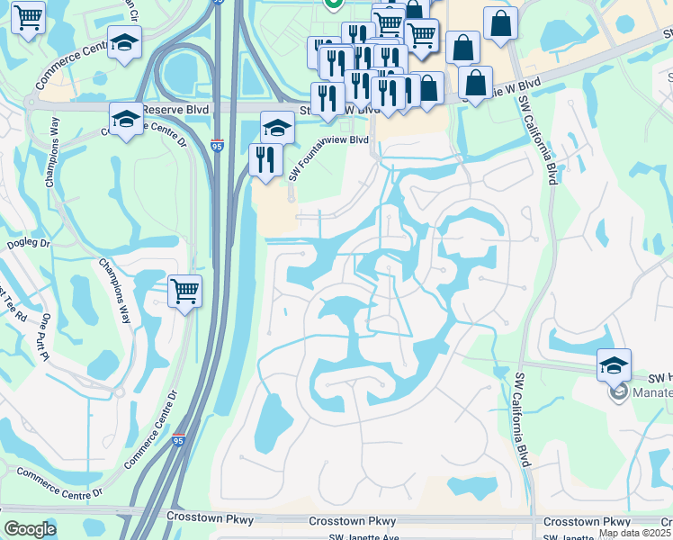 map of restaurants, bars, coffee shops, grocery stores, and more near 700 Southwest Aruba Bay in Port St. Lucie