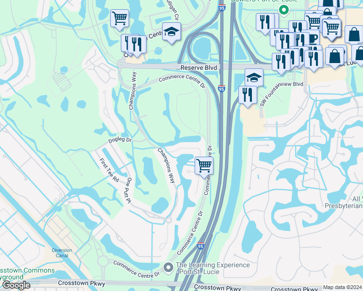 map of restaurants, bars, coffee shops, grocery stores, and more near 9240 Short Chip Circle in Port St. Lucie