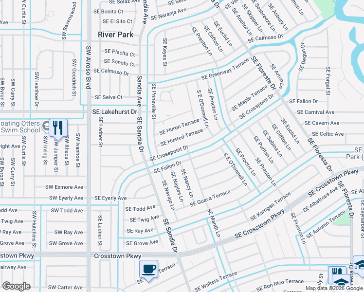 map of restaurants, bars, coffee shops, grocery stores, and more near 337 Southeast Crosspoint Drive in Port St. Lucie