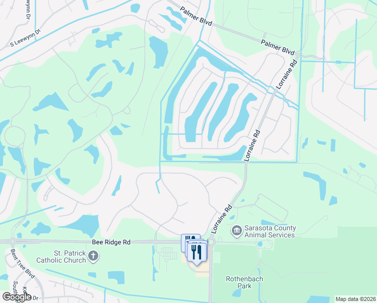 map of restaurants, bars, coffee shops, grocery stores, and more near 8313 Barton Farms Boulevard in Sarasota