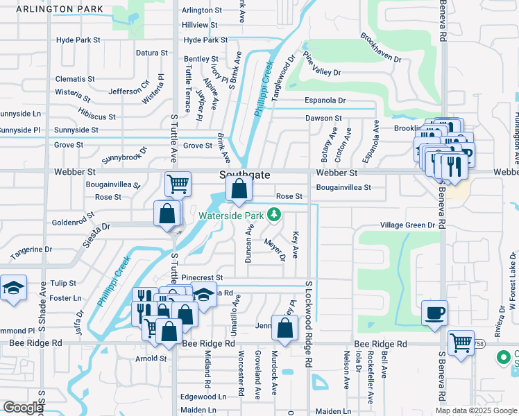 map of restaurants, bars, coffee shops, grocery stores, and more near 3024 Goldenrod Street in Sarasota