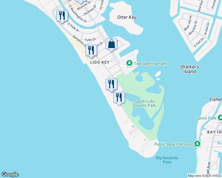 map of restaurants, bars, coffee shops, grocery stores, and more near 1212 Ben Franklin Dr in Sarasota