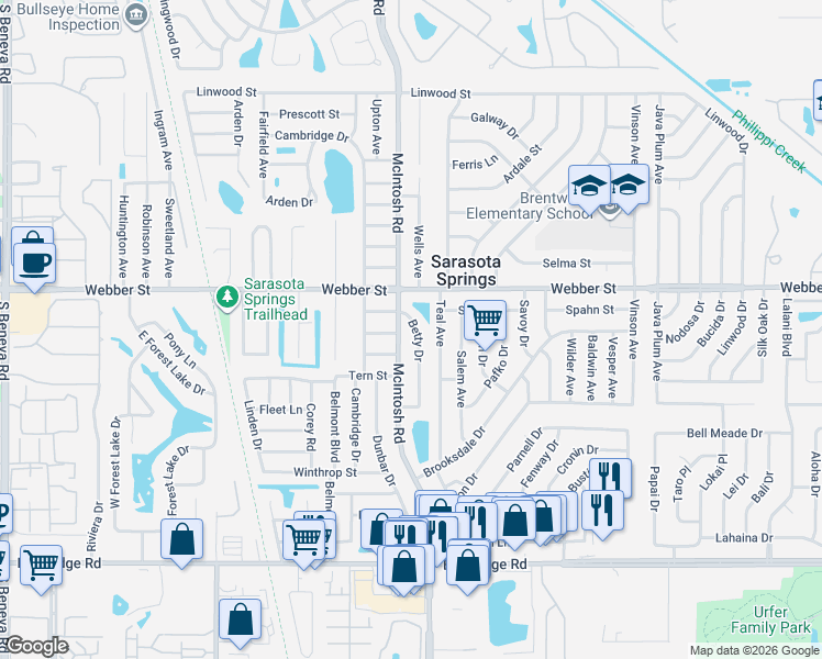map of restaurants, bars, coffee shops, grocery stores, and more near in Sarasota Springs