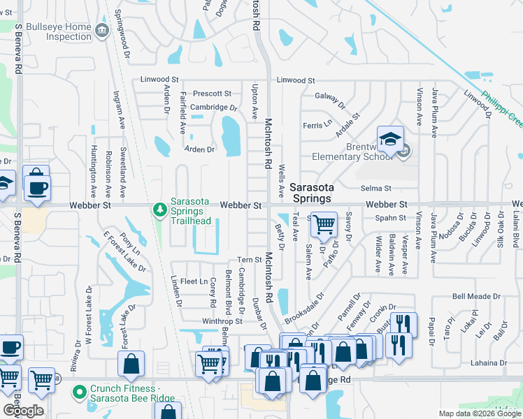 map of restaurants, bars, coffee shops, grocery stores, and more near in Sarasota Springs