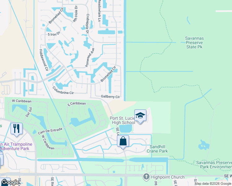 map of restaurants, bars, coffee shops, grocery stores, and more near 3789 Honeysuckle Court in Port St. Lucie