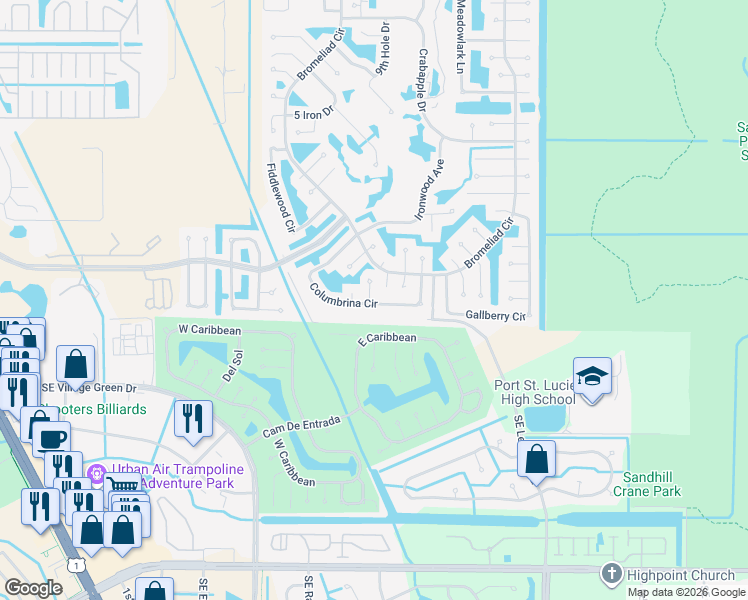 map of restaurants, bars, coffee shops, grocery stores, and more near 8530 Lidflower Court in Port St. Lucie