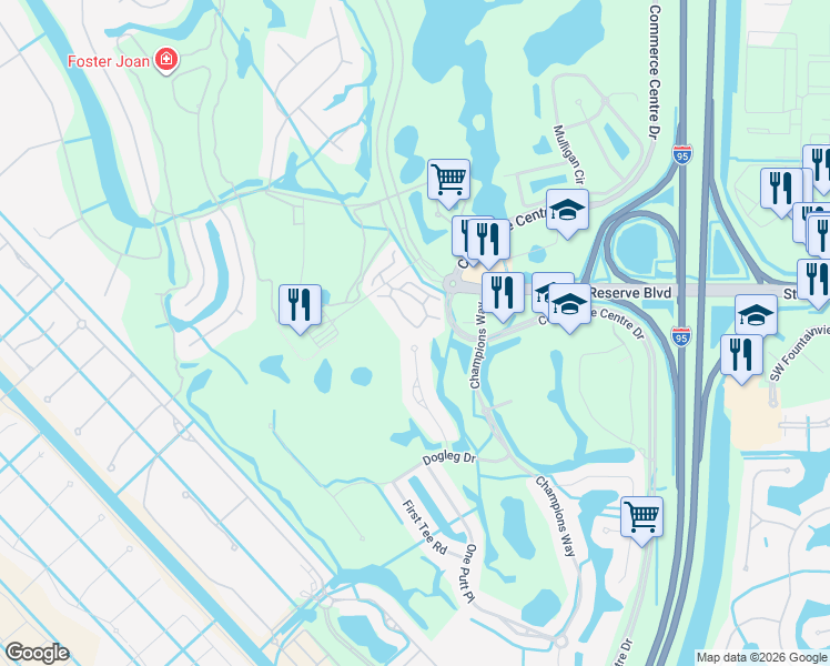 map of restaurants, bars, coffee shops, grocery stores, and more near 9855 Perfect Drive in Port St. Lucie