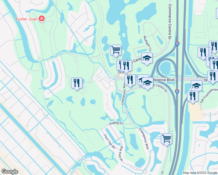 map of restaurants, bars, coffee shops, grocery stores, and more near 9911 Perfect Drive in Port St. Lucie