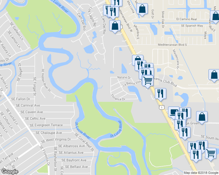 map of restaurants, bars, coffee shops, grocery stores, and more near 8511 Florence Drive in Port St. Lucie
