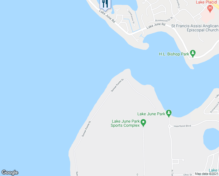map of restaurants, bars, coffee shops, grocery stores, and more near 522 Sunset Pointe Drive in Lake Placid