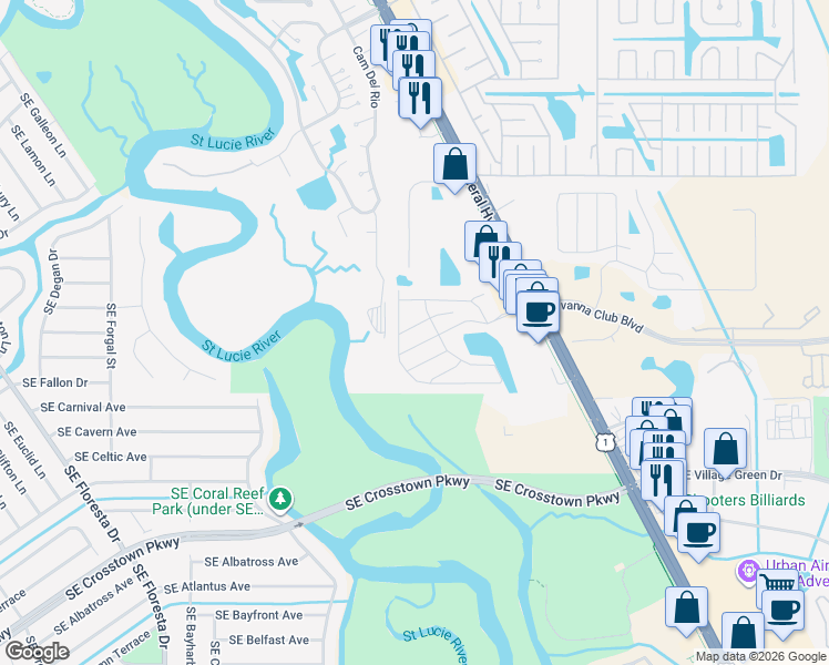 map of restaurants, bars, coffee shops, grocery stores, and more near 8511 Florence Drive in Port St. Lucie