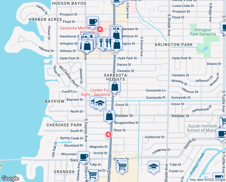 map of restaurants, bars, coffee shops, grocery stores, and more near 2436 U.S. 41 in Sarasota