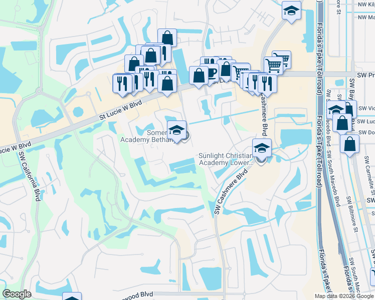 map of restaurants, bars, coffee shops, grocery stores, and more near 315 Perdido Key Street in Port St. Lucie