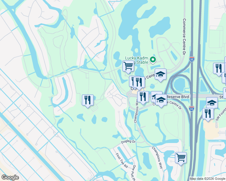 map of restaurants, bars, coffee shops, grocery stores, and more near 9891 Perfect Drive in Port St. Lucie