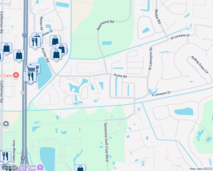 map of restaurants, bars, coffee shops, grocery stores, and more near 2218 Shadow Oaks Road in Sarasota