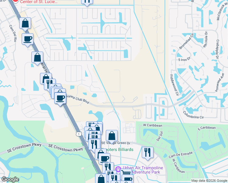 map of restaurants, bars, coffee shops, grocery stores, and more near 2000 Village of Lake Lucie Drive in Port St. Lucie