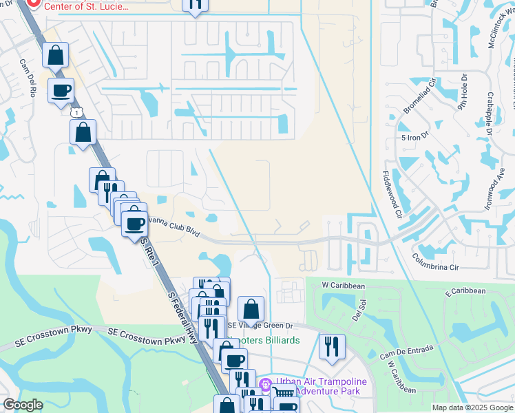 map of restaurants, bars, coffee shops, grocery stores, and more near 2000 Village of Lake Lucie Drive in Port St. Lucie